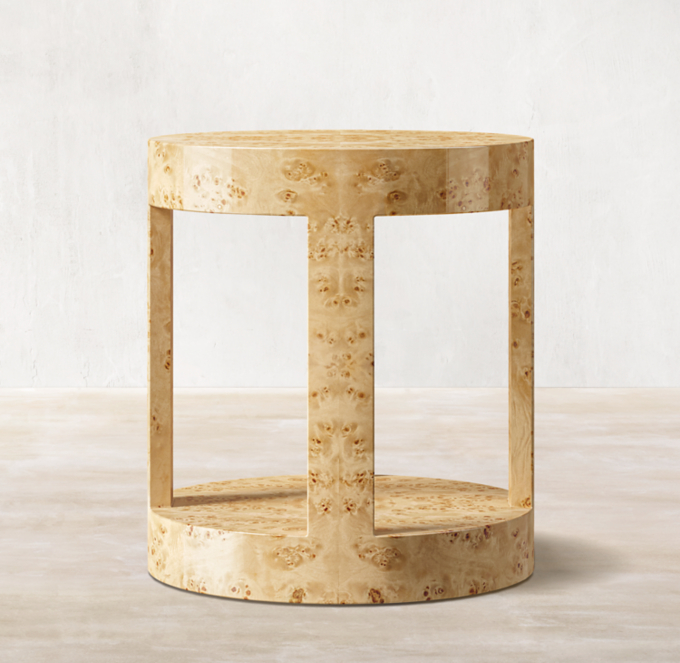 Cylinder Burl Wood Side Table